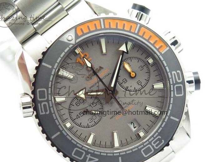 0727 MultiPurpose Planet Ocean Master Chrono SS OM 1:1 Best Edition Gray Dial On SS Bracelet A9900 V 8116